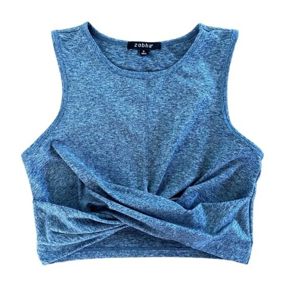 Zobha Blue Gray Twist Front Active Yoga Crop Top Women’s Size Small - Picture 1 of 3